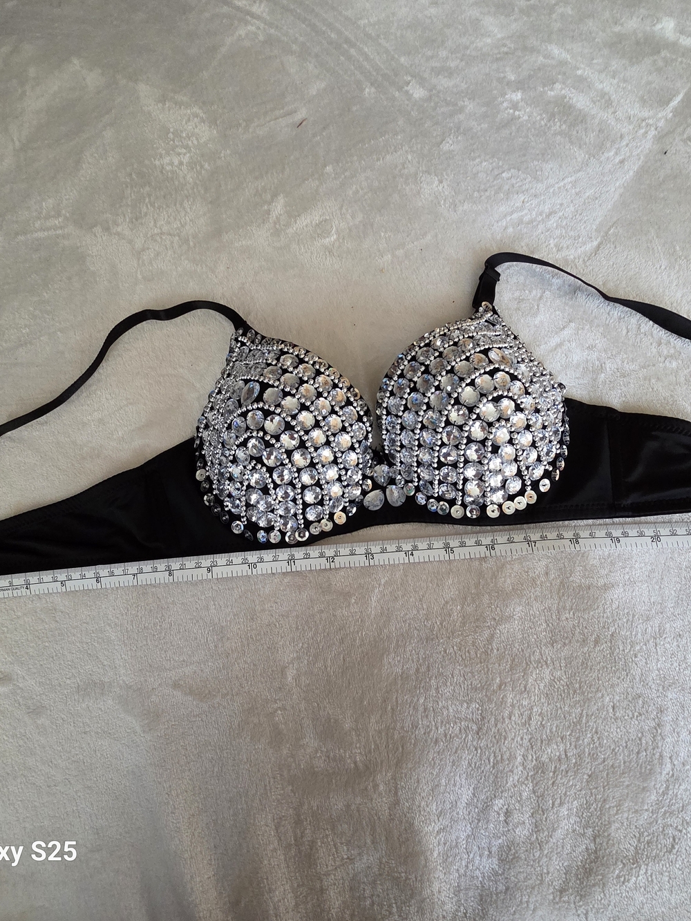 Embellished Black Rhinestone Bra - Women's Intimates.Exquisite Hand-Beaded Cryst